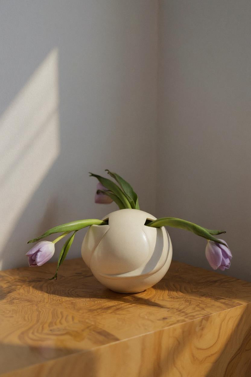 Cream Art Deco Ball Vase