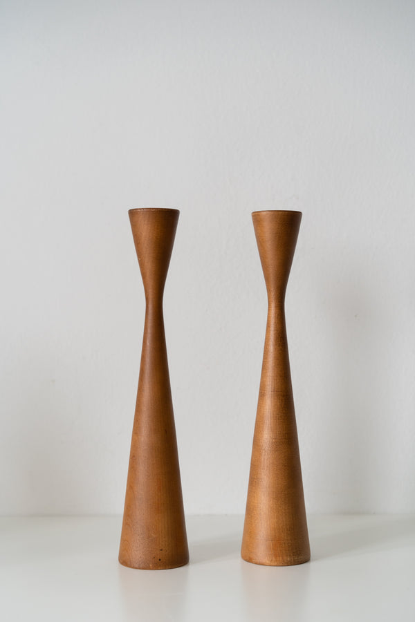 Vintage Walnut Candlesticks