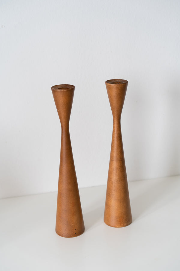 Vintage Walnut Candlesticks