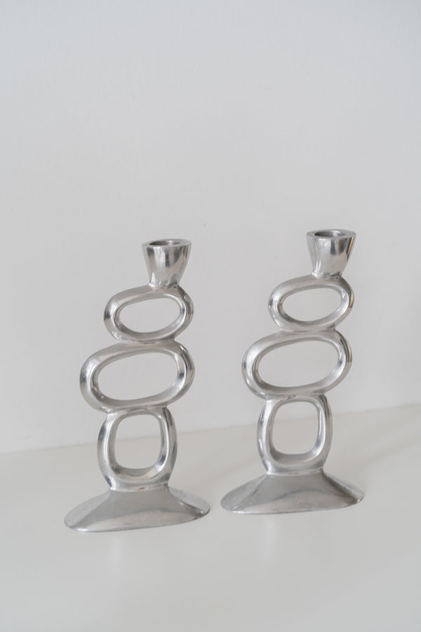 Abstract Aluminum Candle Holders