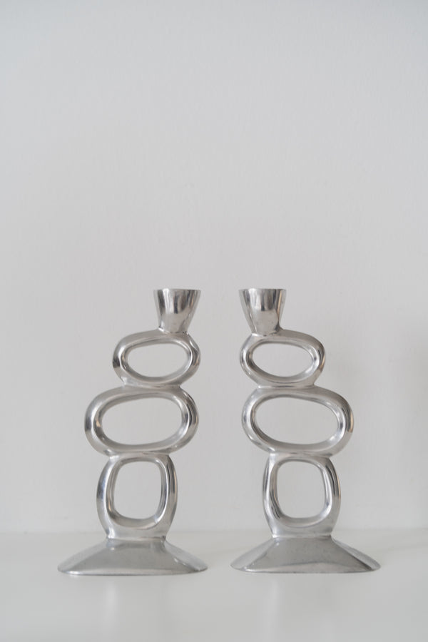 Abstract Aluminum Candle Holders