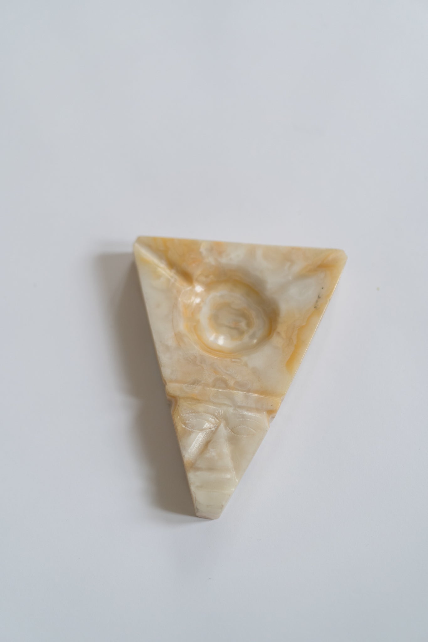 Triangular Carved Onyx Ashtray