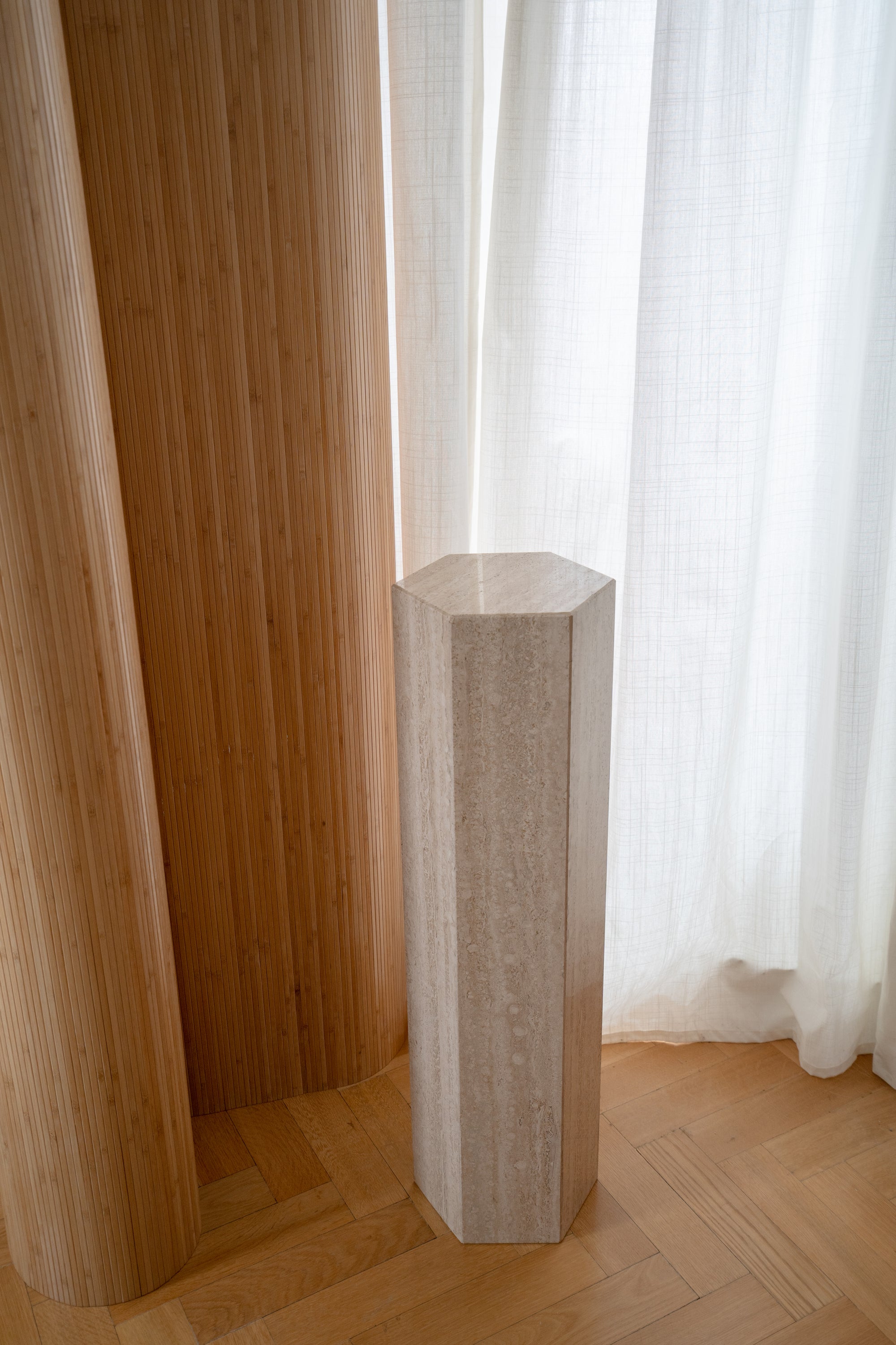 Hexagonal Travertine Plinth