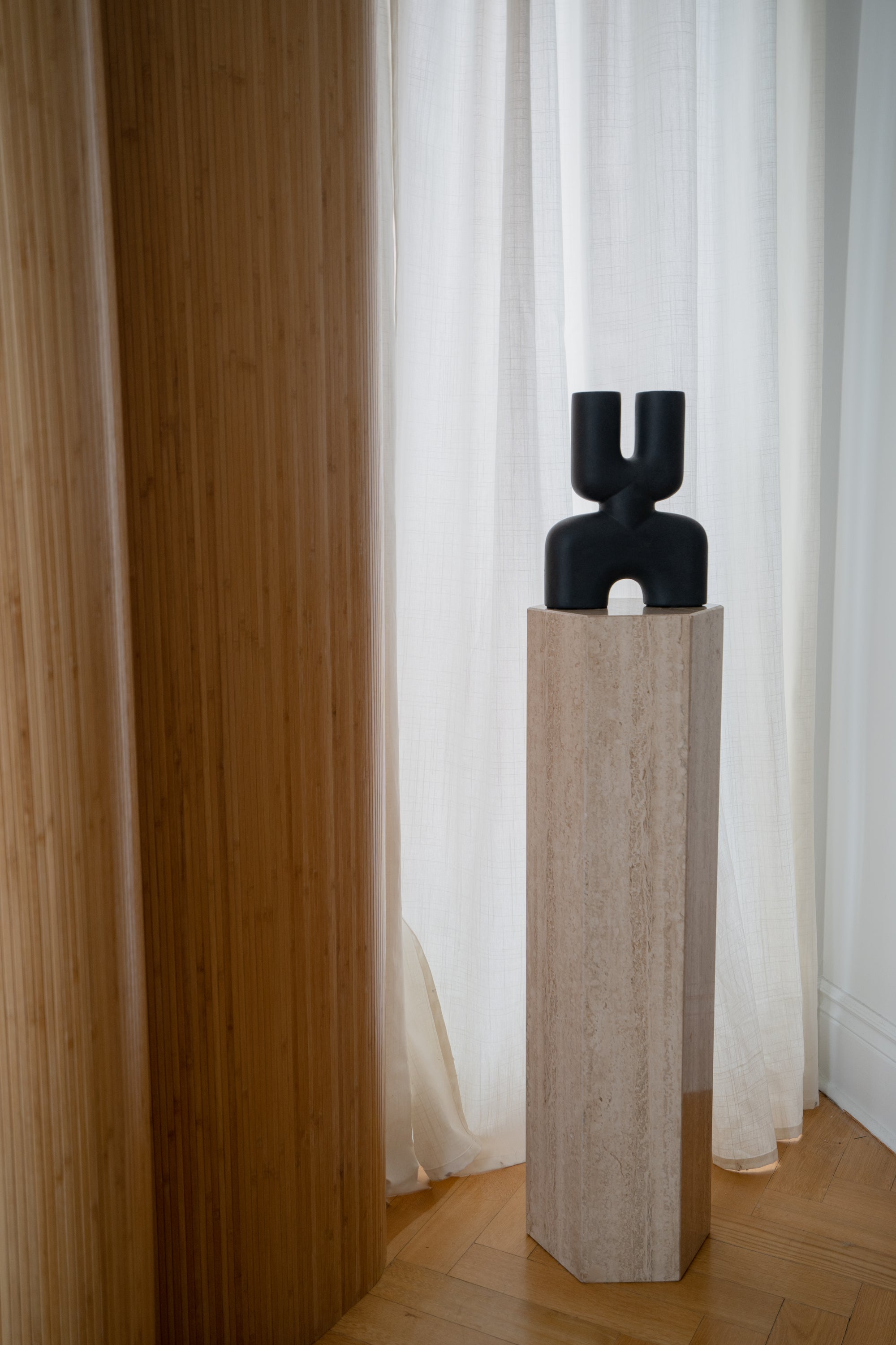 Hexagonal Travertine Plinth