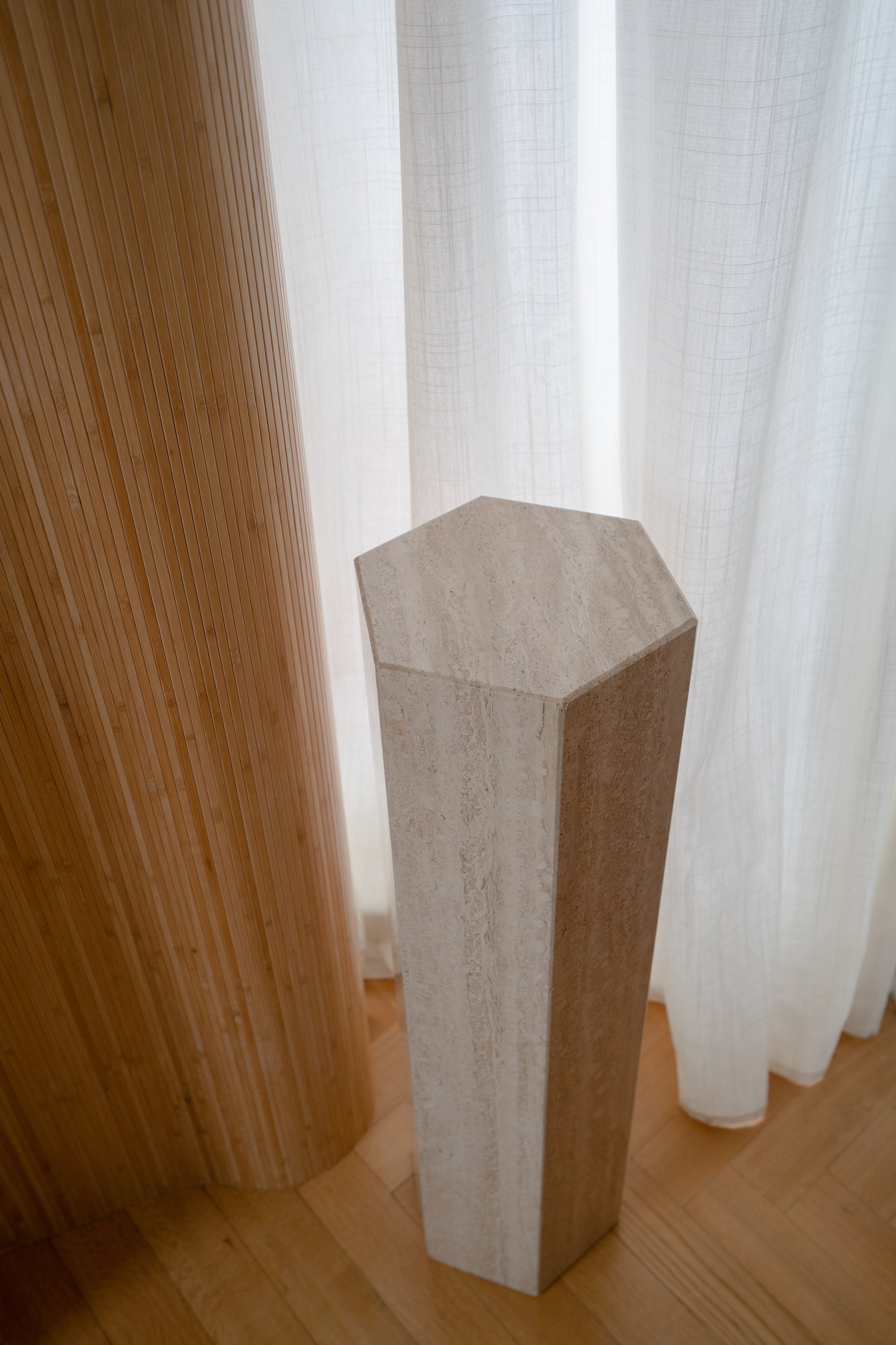 Hexagonal Travertine Plinth