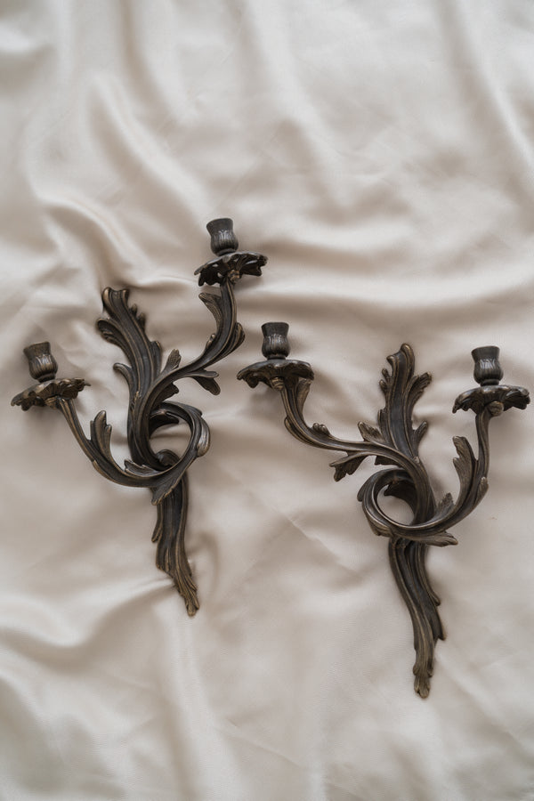 Italian Brass Candelabra Sconces