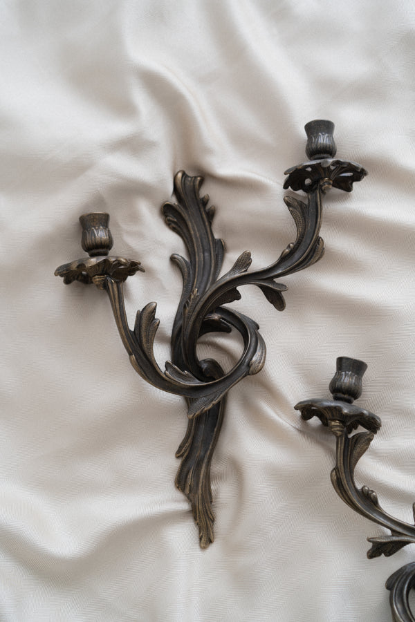 Italian Brass Candelabra Sconces