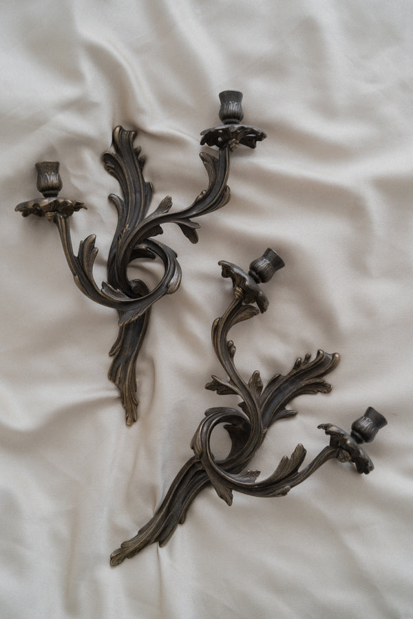 Italian Brass Candelabra Sconces