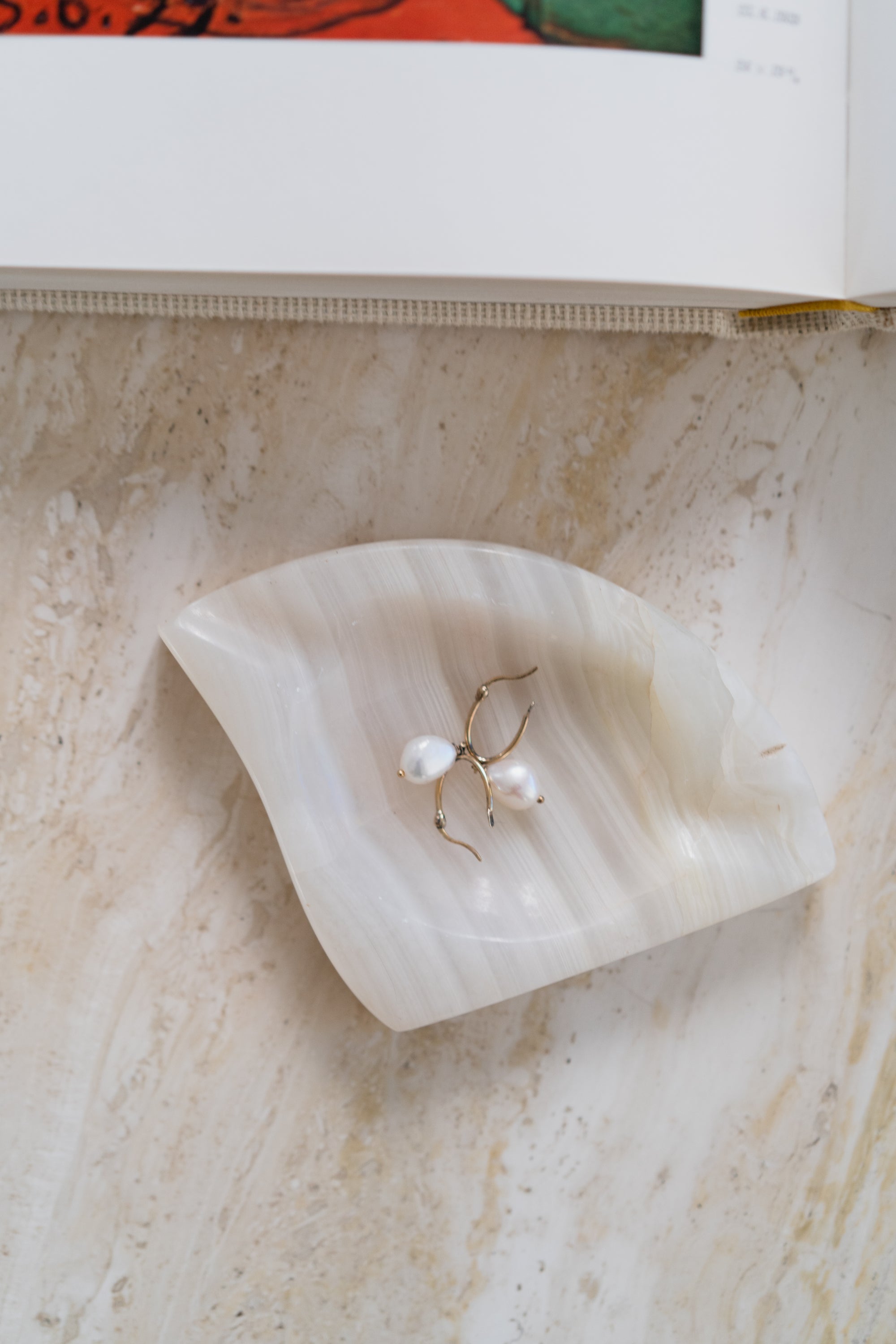 White Banded Stone Ashtray