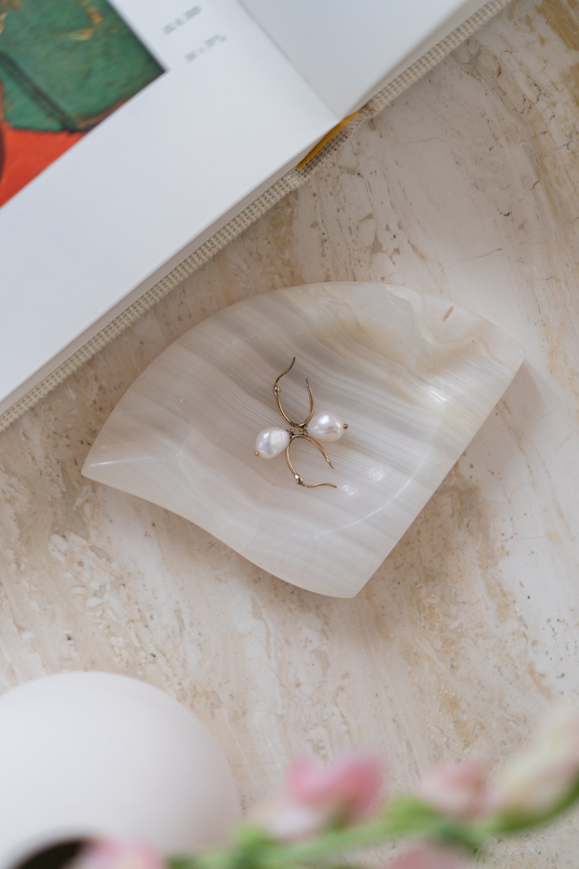 White Banded Stone Ashtray