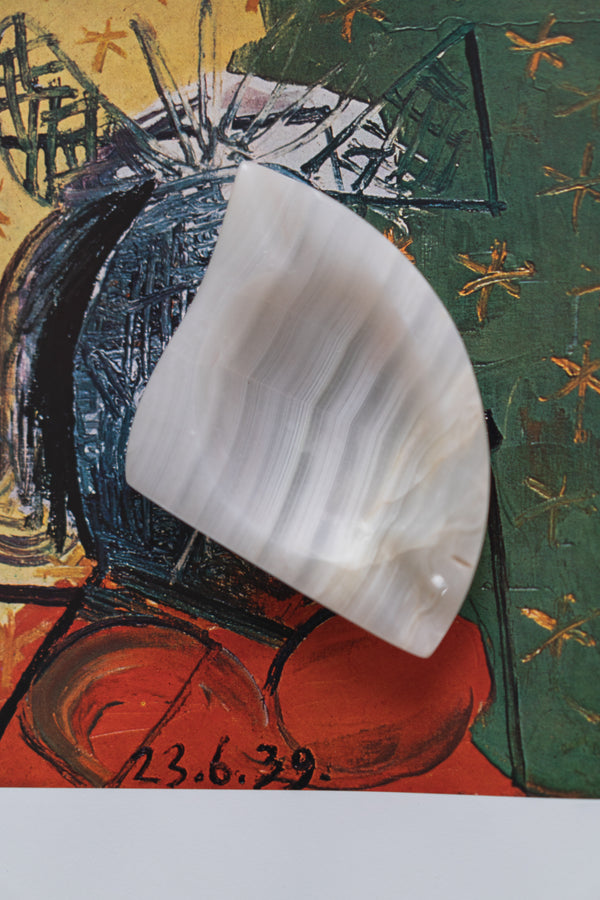 White Banded Stone Ashtray