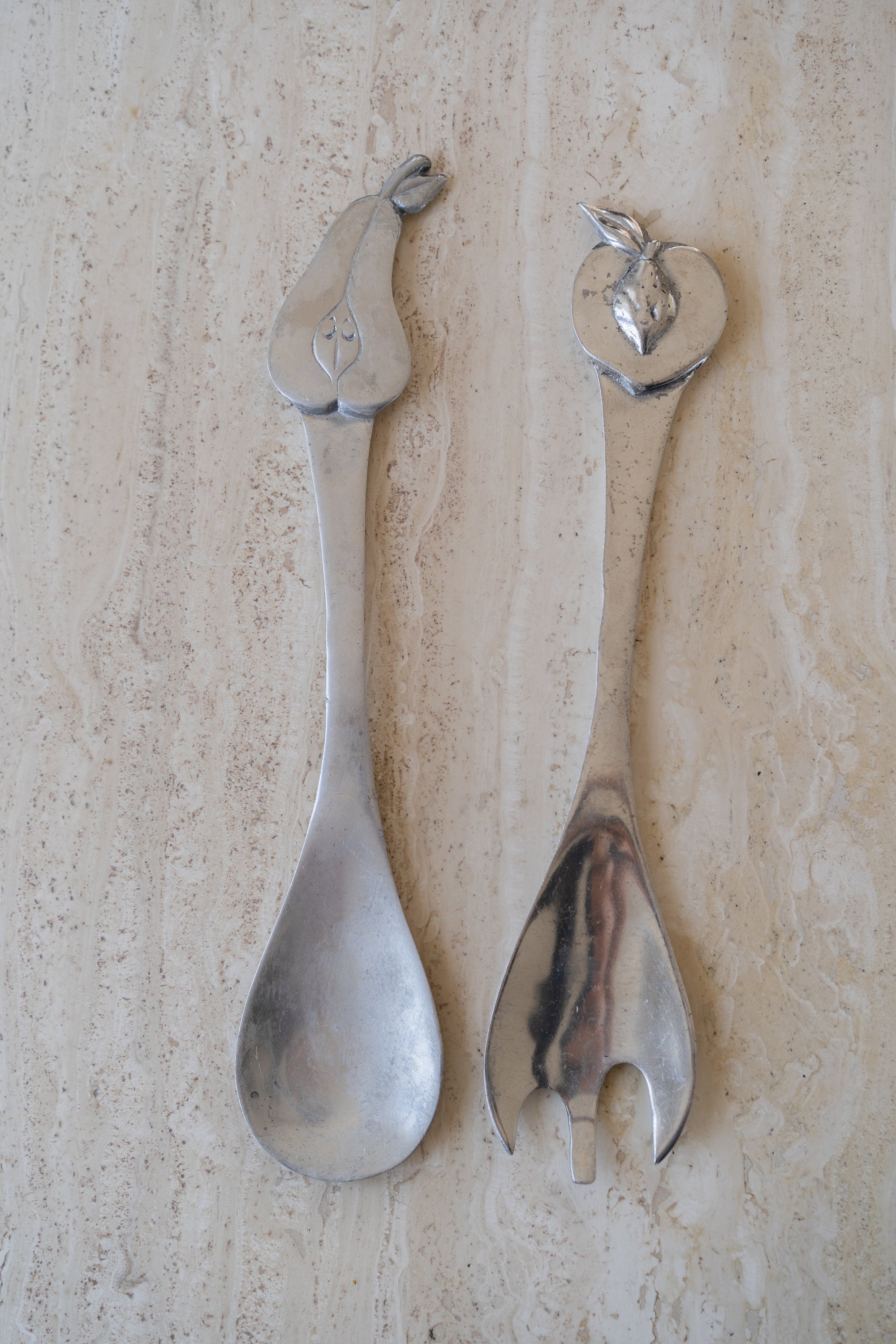 Aluminum Pear and Peach Salad Servers