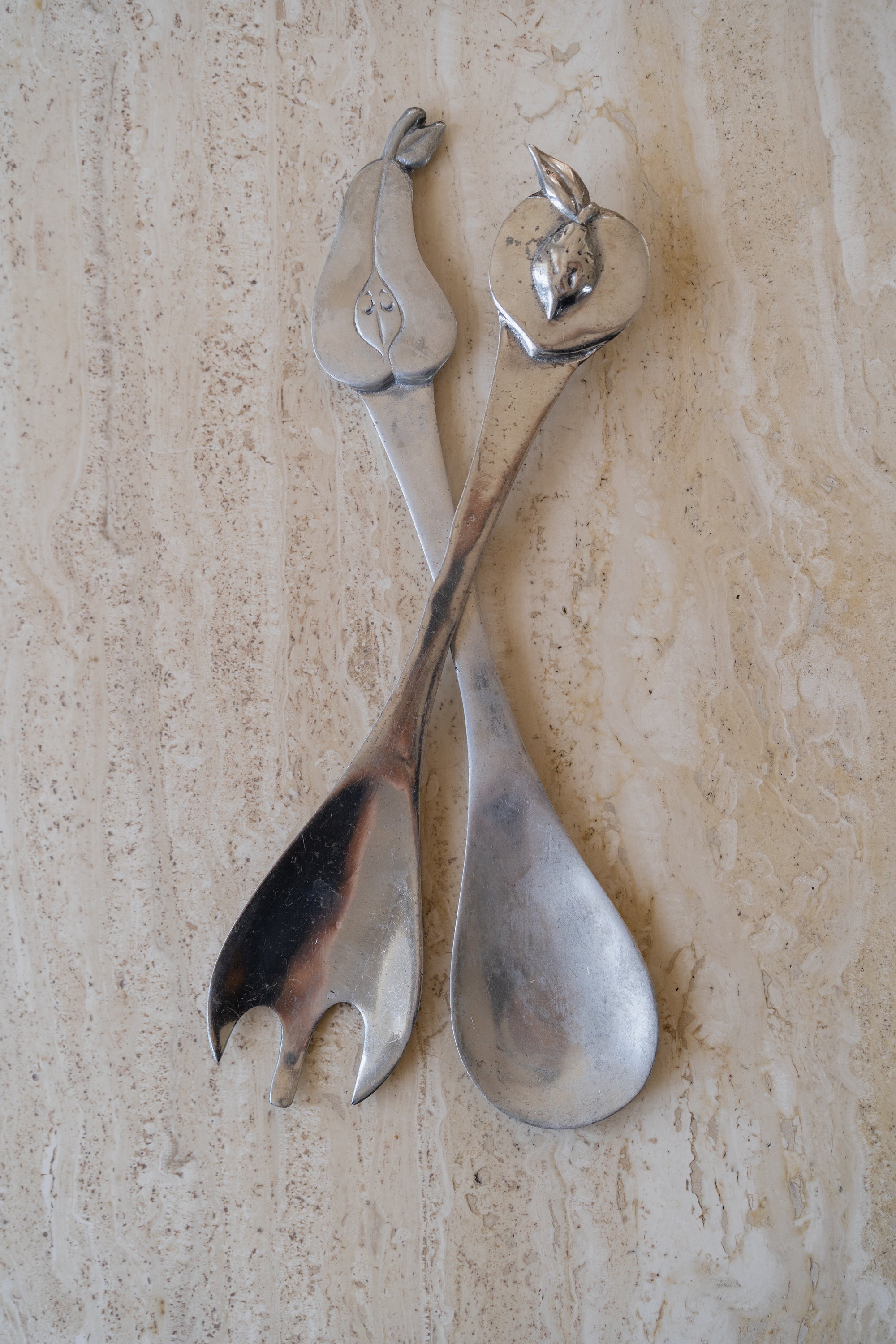 Aluminum Pear and Peach Salad Servers