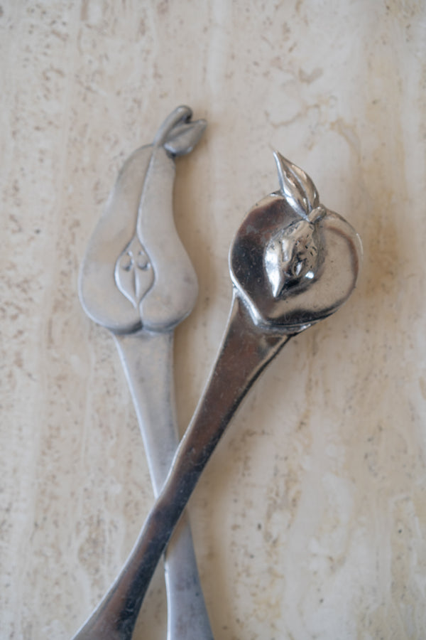 Aluminum Pear and Peach Salad Servers