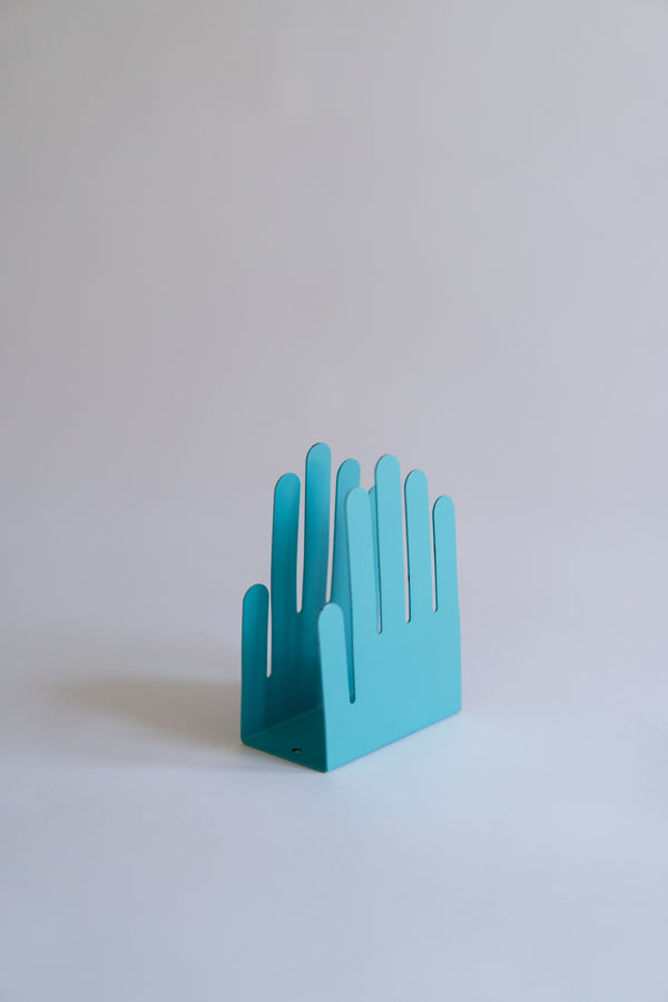 Blue Metal Hands Letter Holder