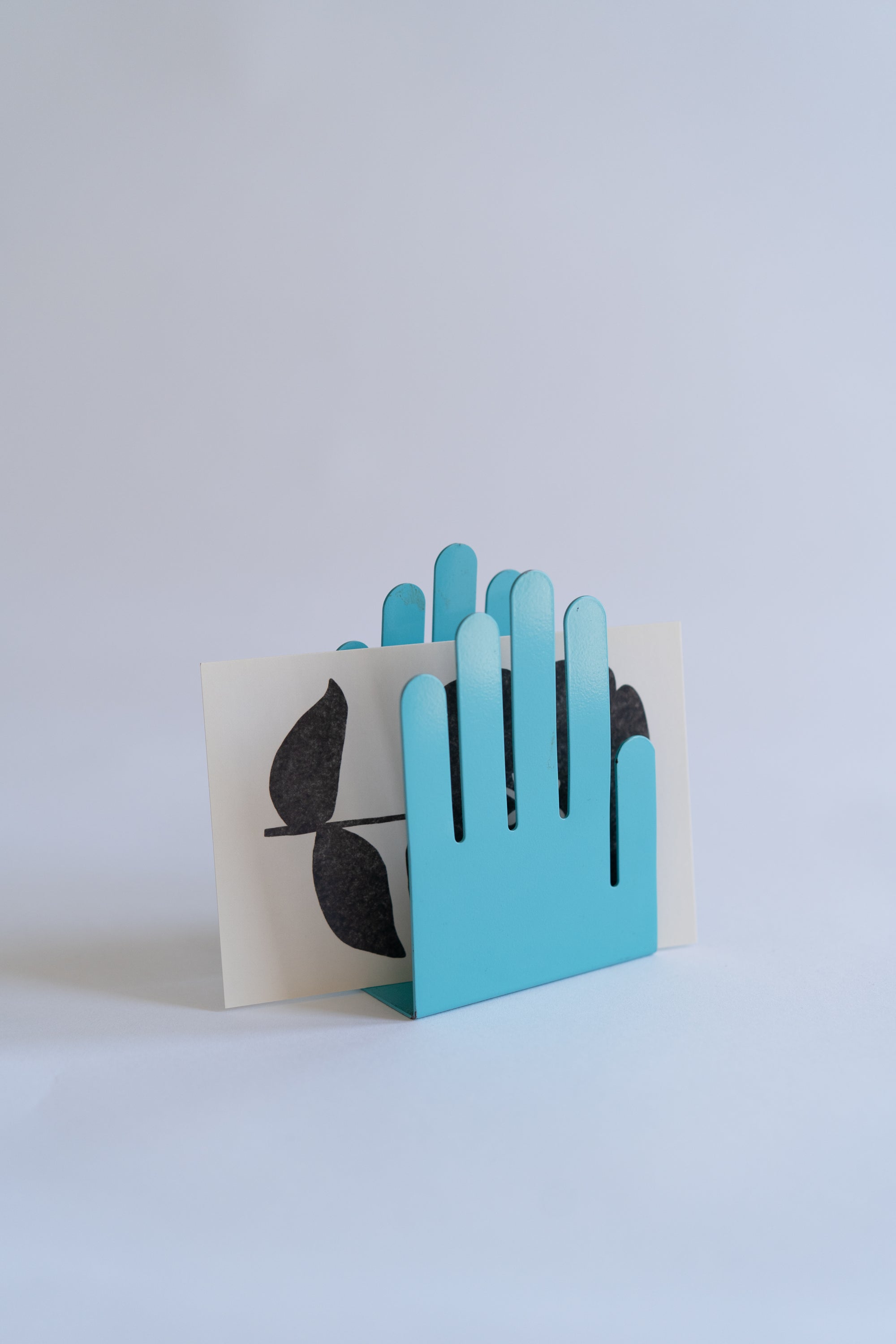 Blue Metal Hands Letter Holder