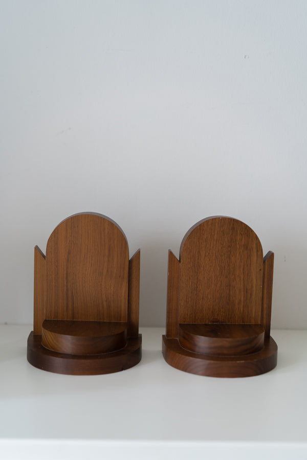 Vintage Walnut Bookends