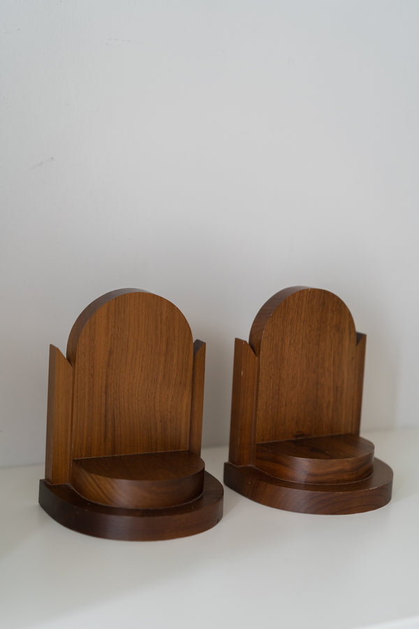 Vintage Walnut Bookends