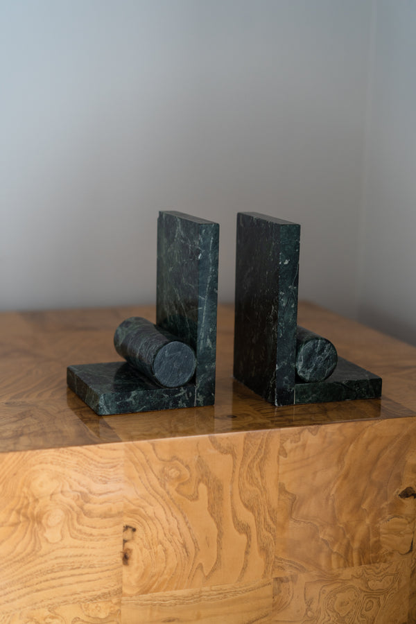 Art Deco Green Marble Bookends