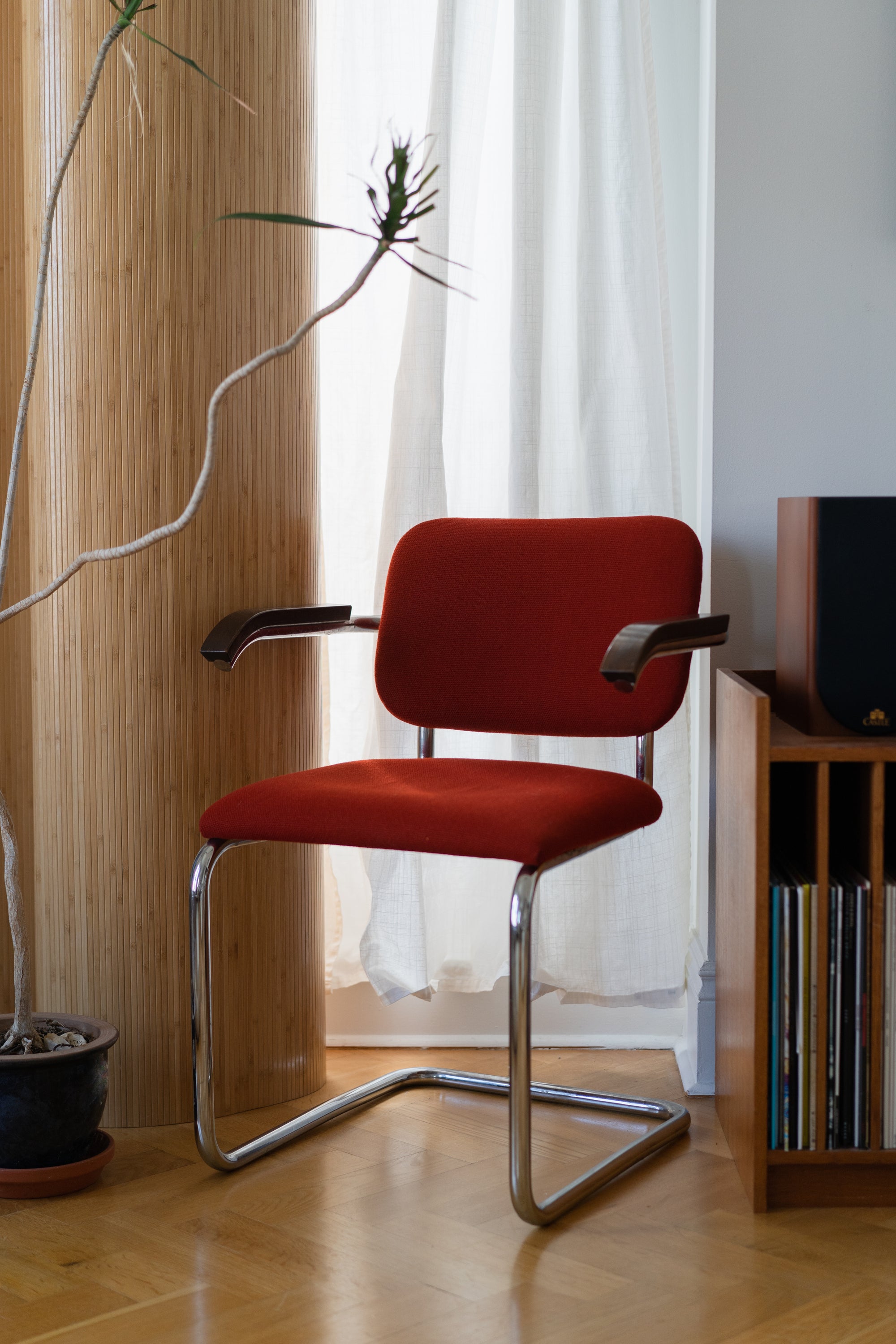 Vintage Cesca-Style Upholstered Armchair