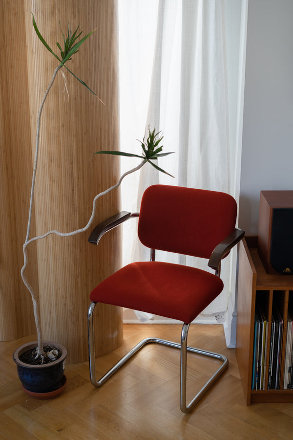 Vintage Cesca-Style Upholstered Armchair