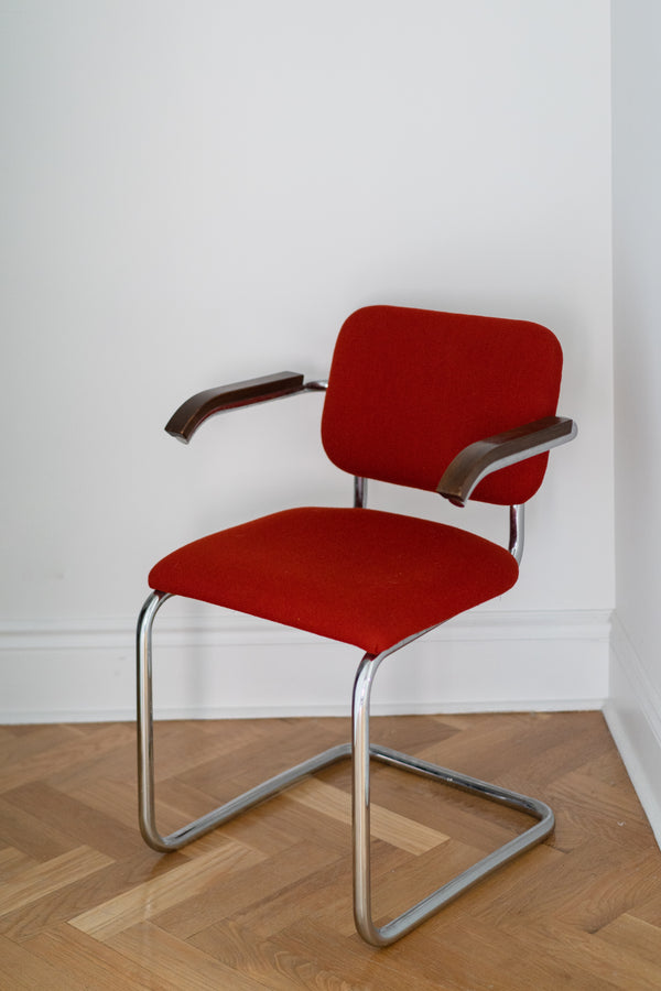 Vintage Cesca-Style Upholstered Armchair