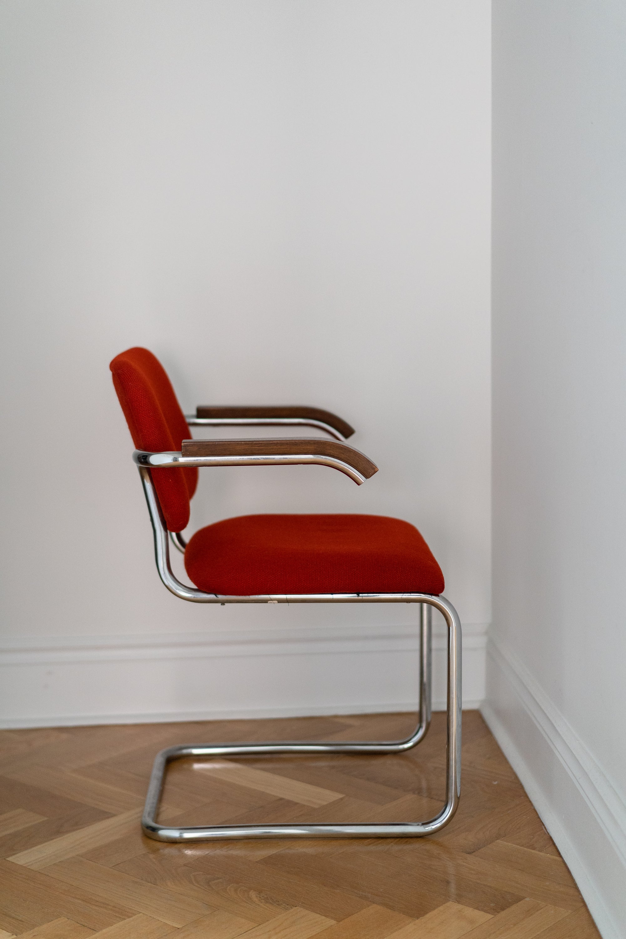 Vintage Cesca-Style Upholstered Armchair