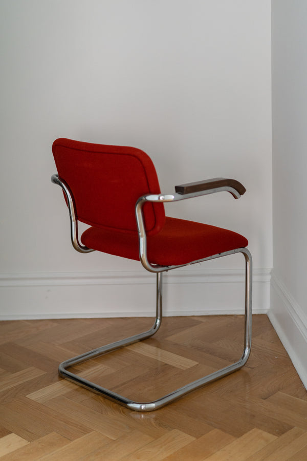 Vintage Cesca-Style Upholstered Armchair