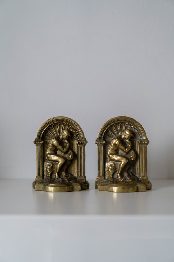 Brass Thinker Bookends
