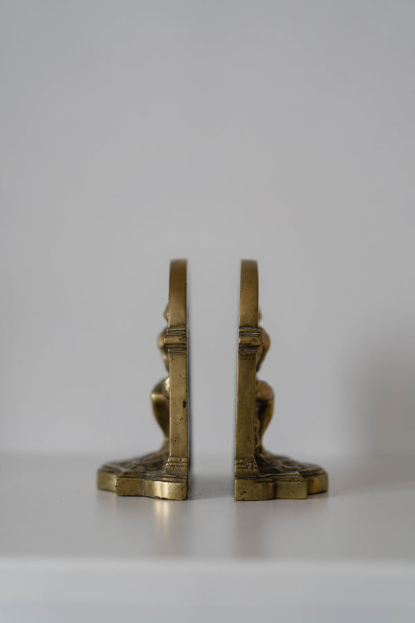 Brass Thinker Bookends