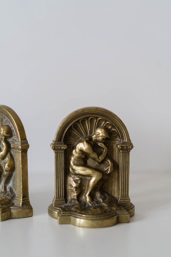 Brass Thinker Bookends