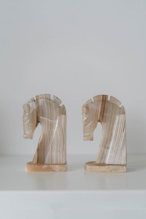 Onyx Horse Bookends