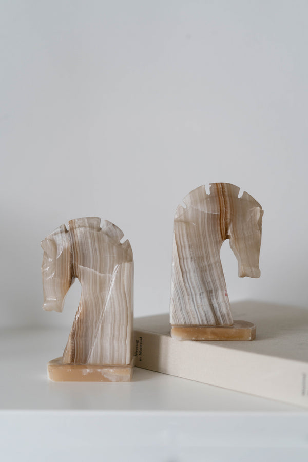 Onyx Horse Bookends