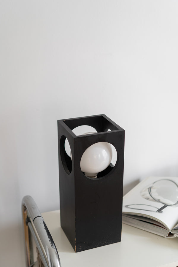 Rectangular Space Age Wooden Table Lamp