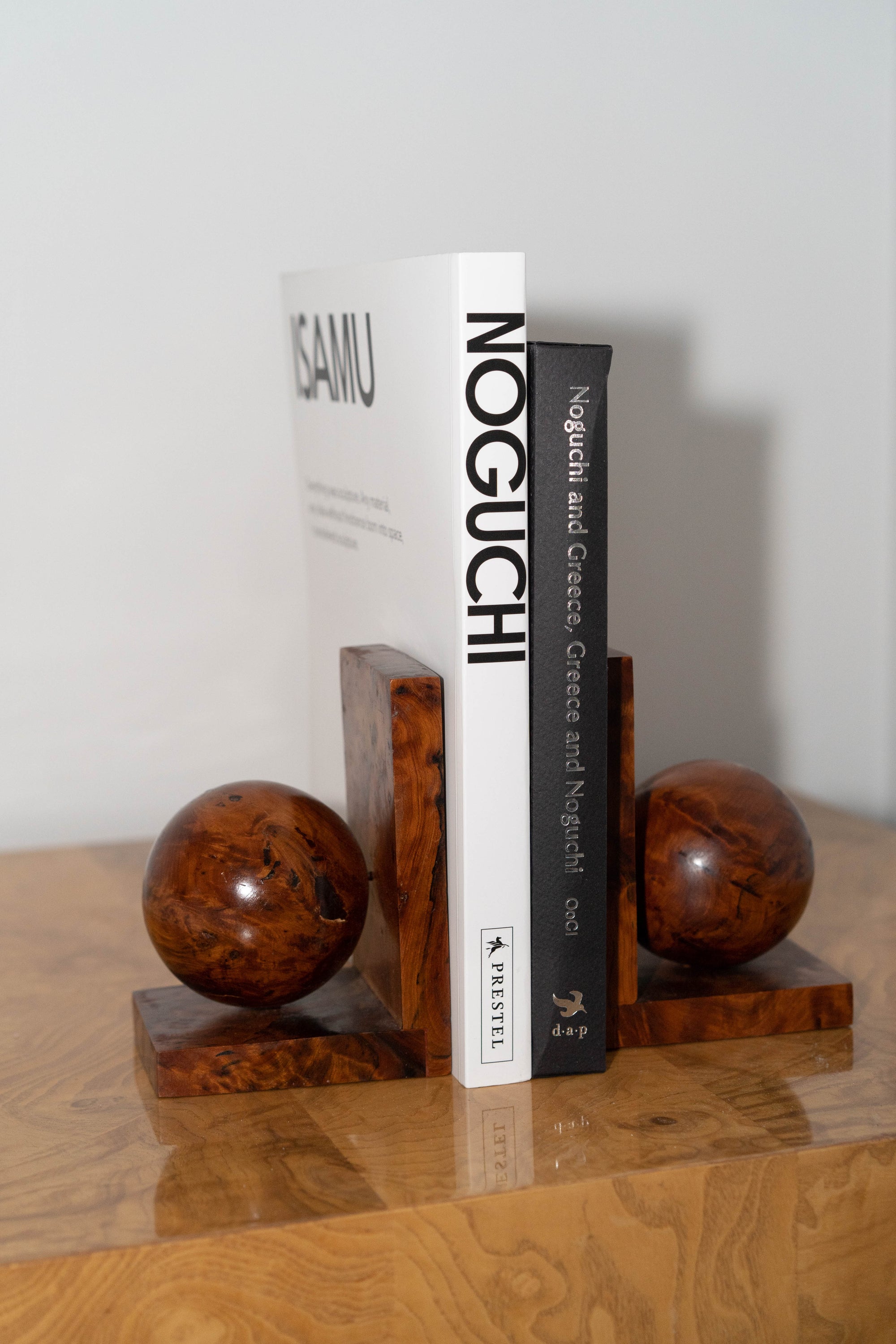 Spherical Burl Wood Bookends