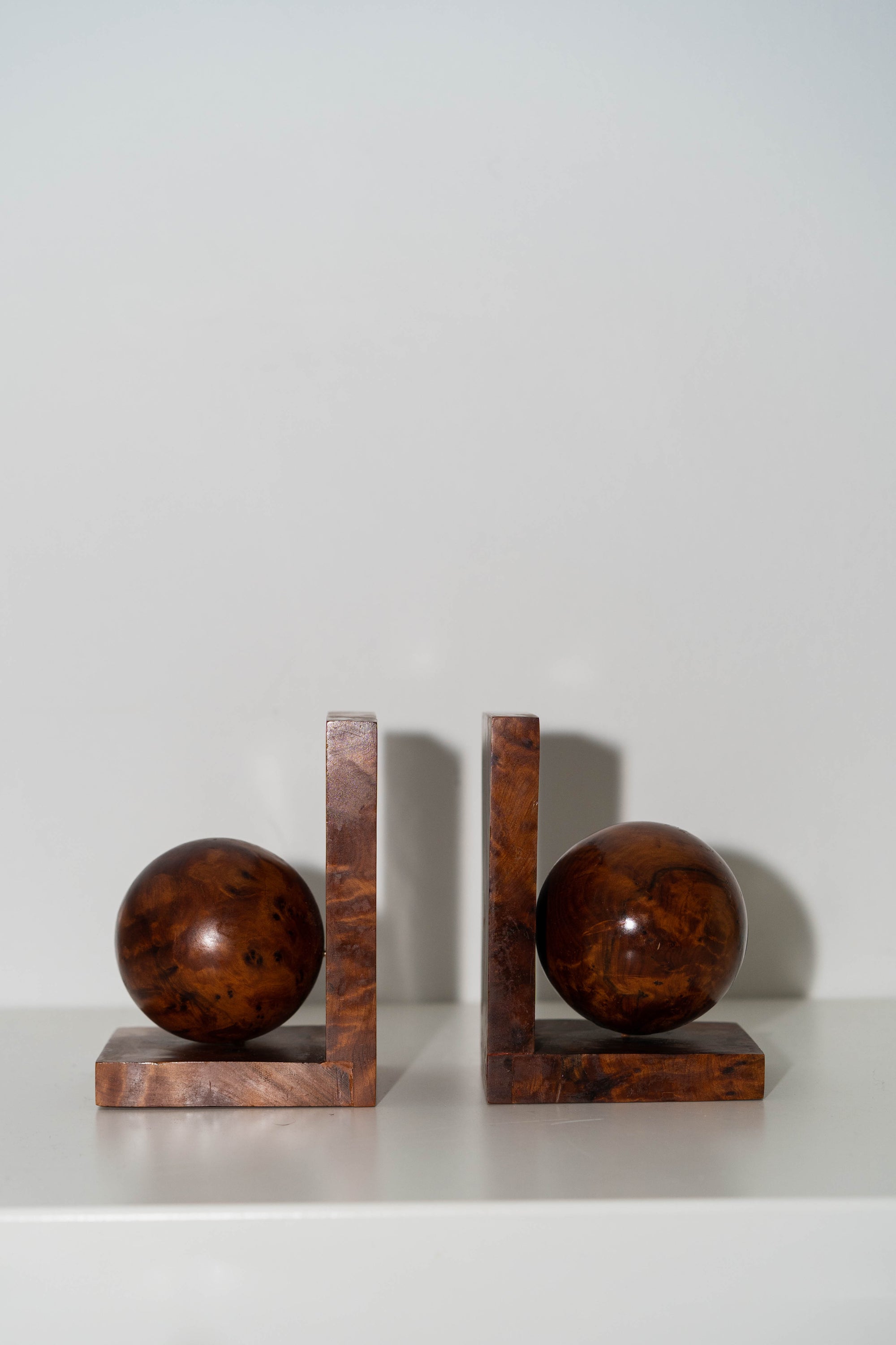 Spherical Burl Wood Bookends
