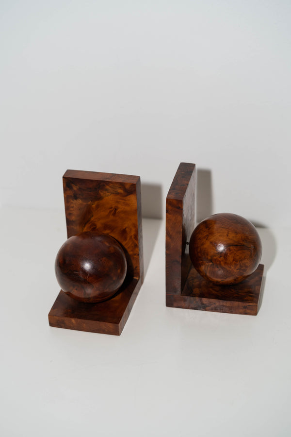Spherical Burl Wood Bookends