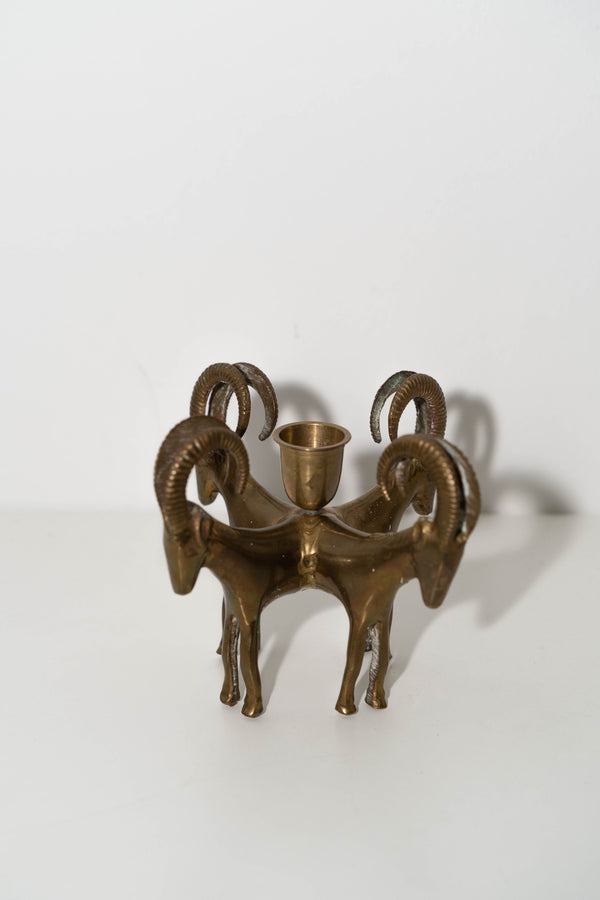 Brass Ram Candle Holder