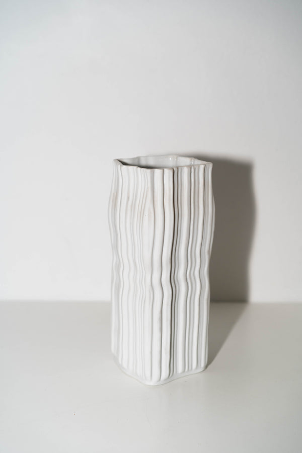 Porcelain Rippled Vase