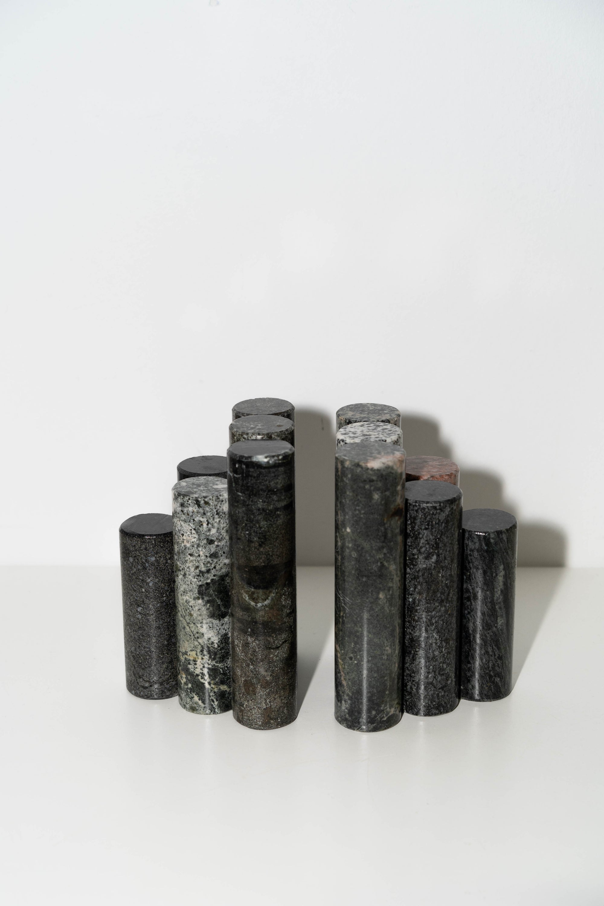 Cylindrical Mixed Stone Bookends