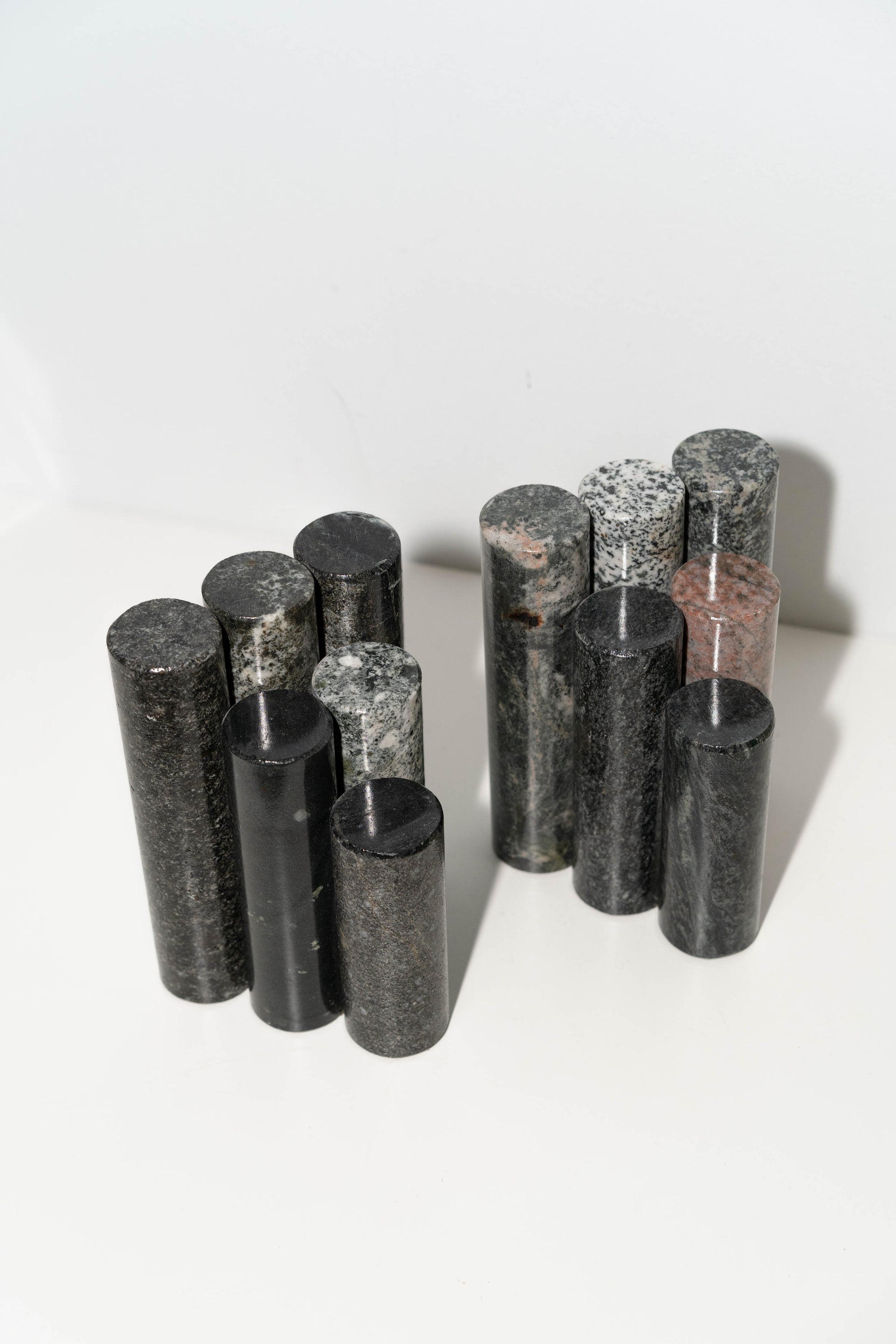 Cylindrical Mixed Stone Bookends