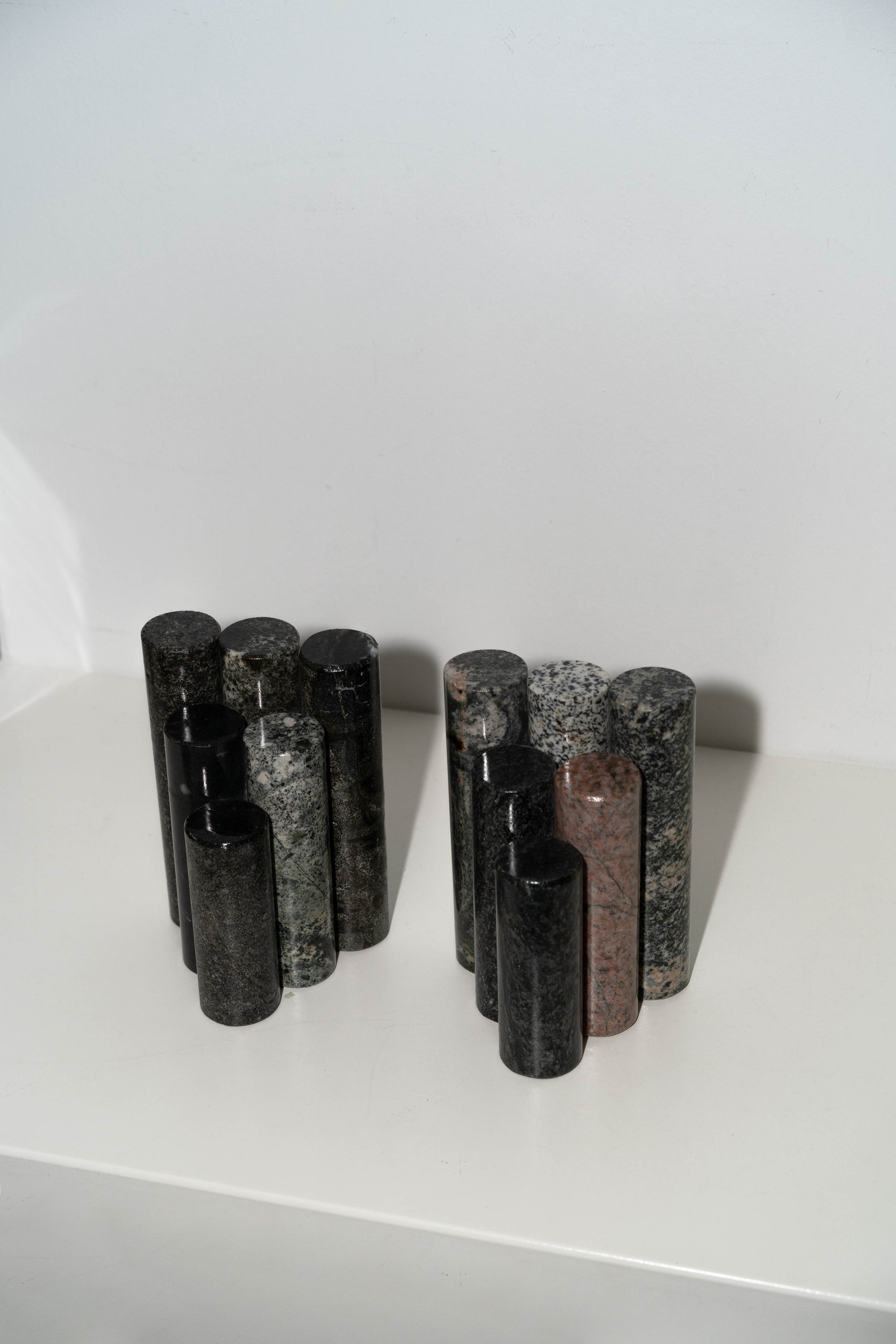 Cylindrical Mixed Stone Bookends