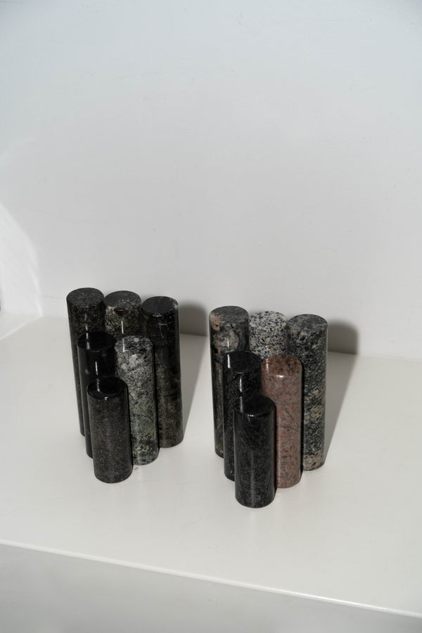 Cylindrical Mixed Stone Bookends