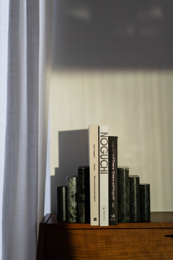 Cylindrical Mixed Stone Bookends