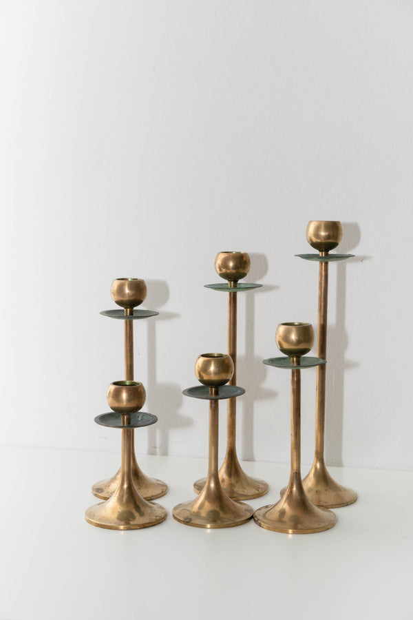 Graduated Brass Candleholder Set