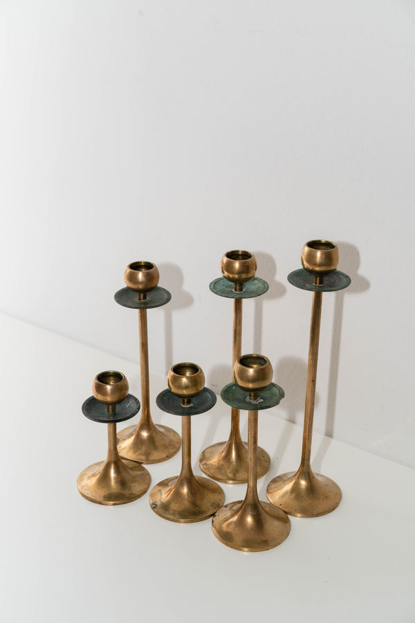 Graduated Brass Candleholder Set