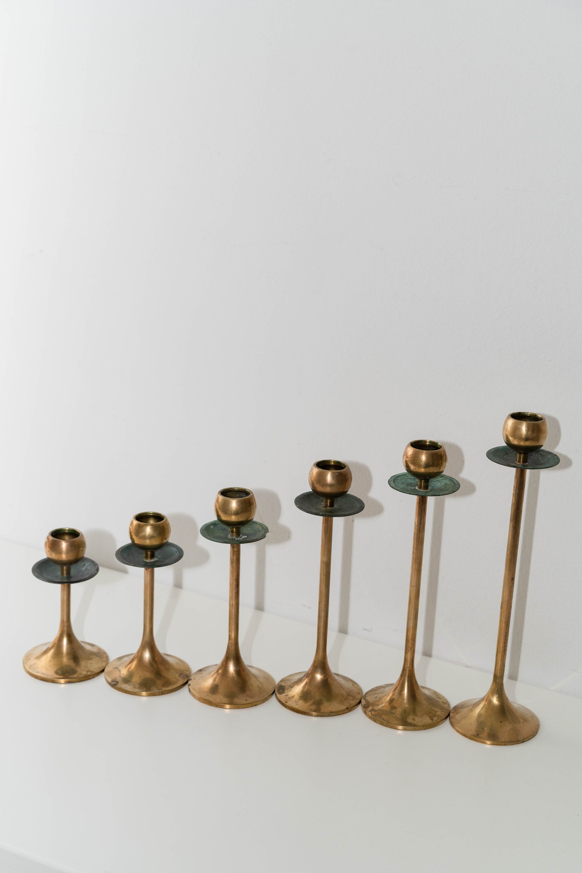 Graduated Brass Candleholder Set