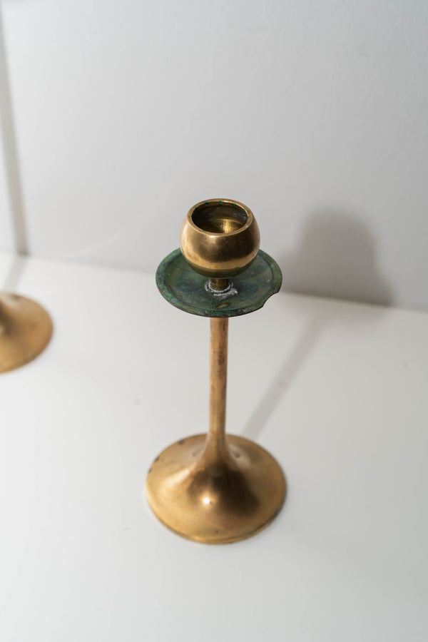 Graduated Brass Candleholder Set