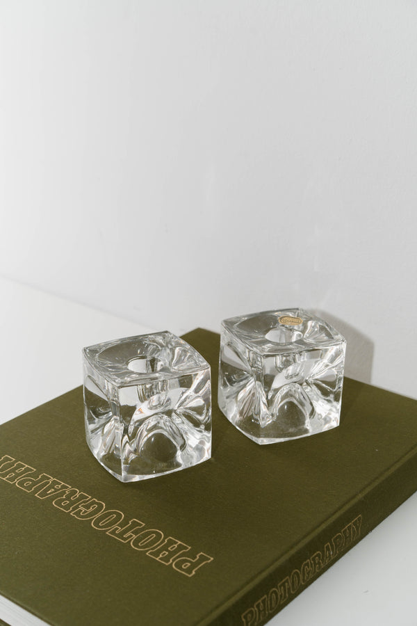 Glass Cube Candleholder Set