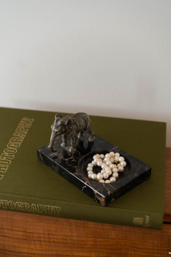Black Marble Elephant Catchall
